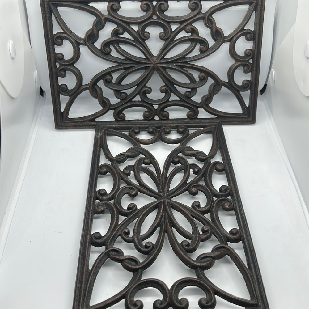 Vintage Cast Iron Rectangular Trivets set of 2